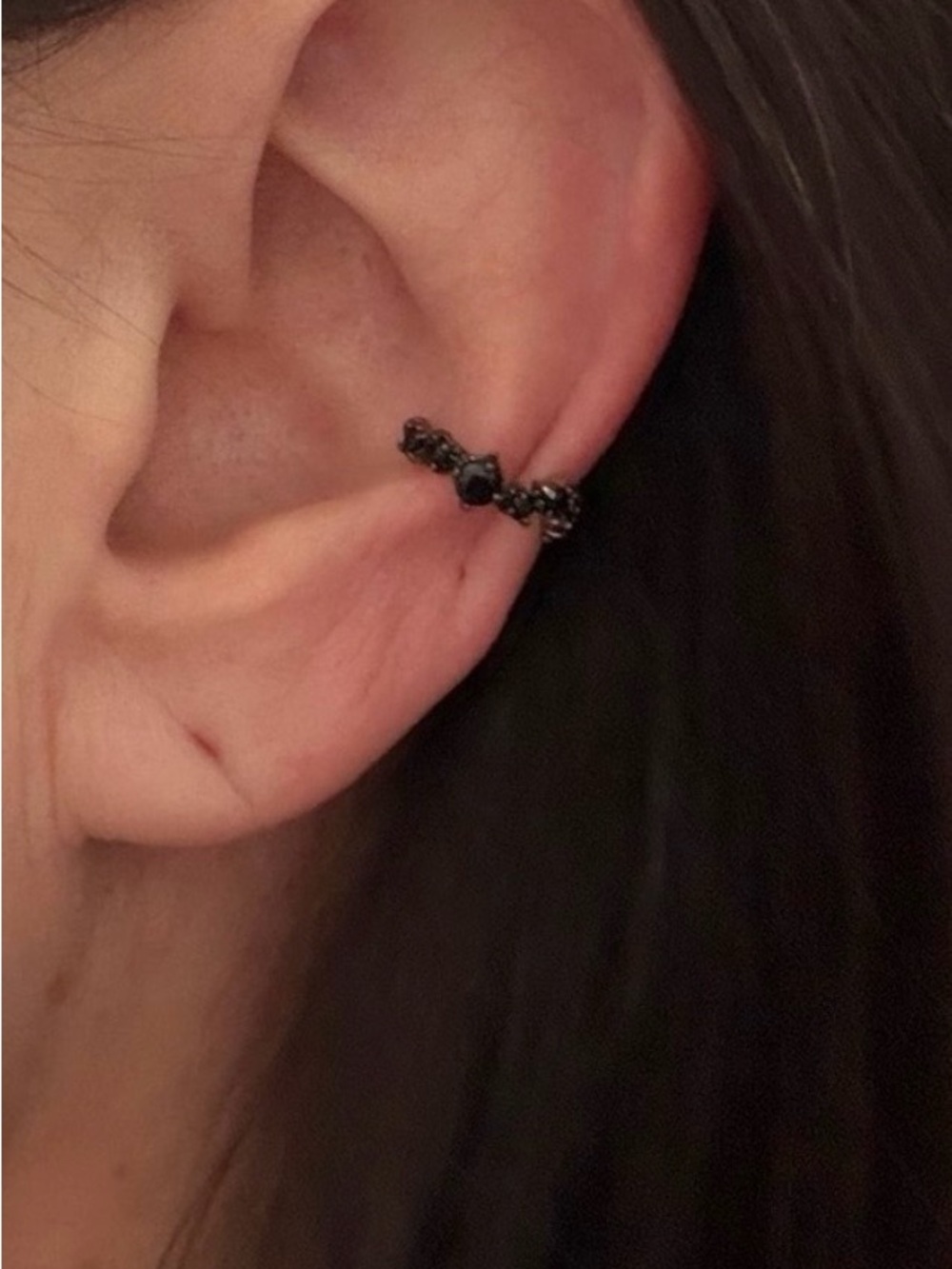 Melinda Maria Stella Ear Cuff with Black CZs